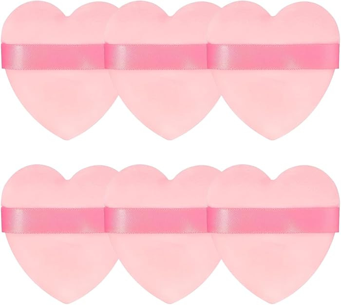 6Pcs Valentine's Day Pink Powder Puff for Face Powder, Heart Shape Soft Puffs for Applying Face P... | Amazon (US)