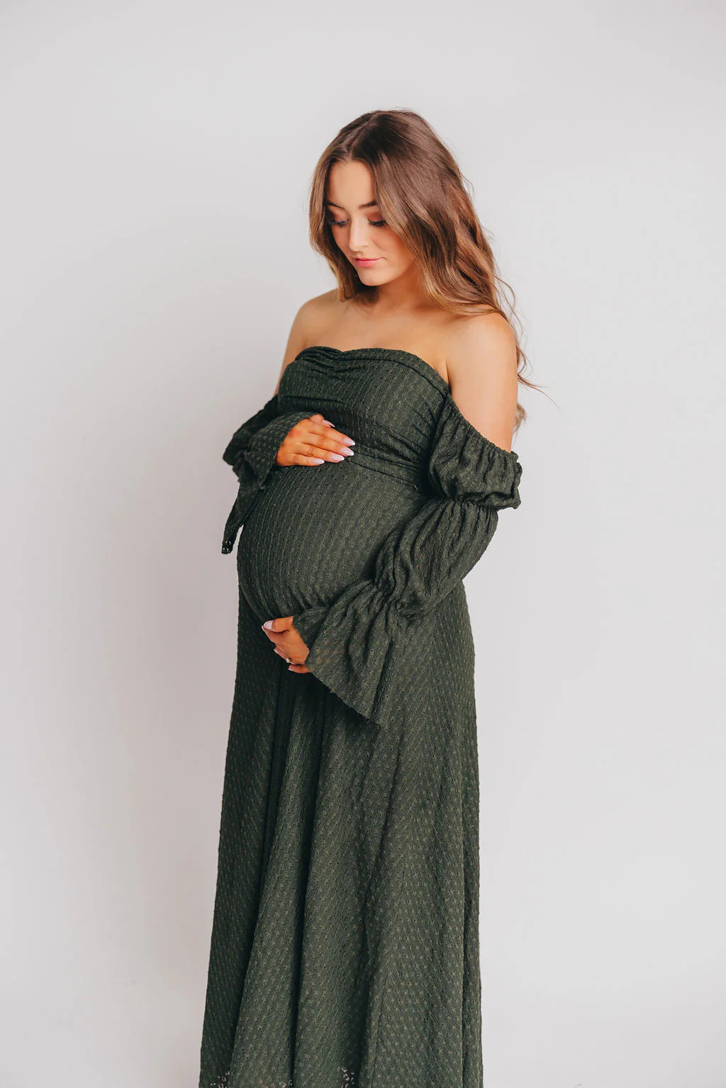 Corrine Tiered Sleeve Maxi Dress with Pockets in Hunter Green - Bump F | Worth Collective