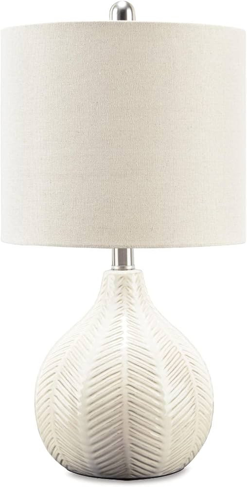Signature Design by Ashley Rainermen 20" Modern Herringbone Ceramic Table Lamp, Off White | Amazon (US)