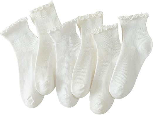 Hstyle 6 Pairs of Ruffle Socks Women, Cute Ruffle Ankle Socks | Amazon (US)