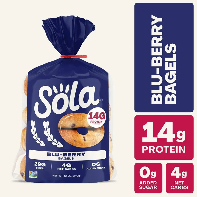 Sola Bread Blu-Berry Bagels, Non-GMO, 12 oz, 4 Count - Walmart.com | Walmart (US)