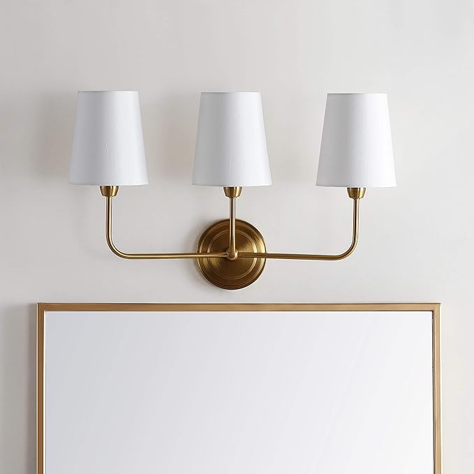 Safavieh SCN4016A Sawyer Brass Gold 3-Light Wall (LED Bulbs Included) Sconce | Amazon (US)