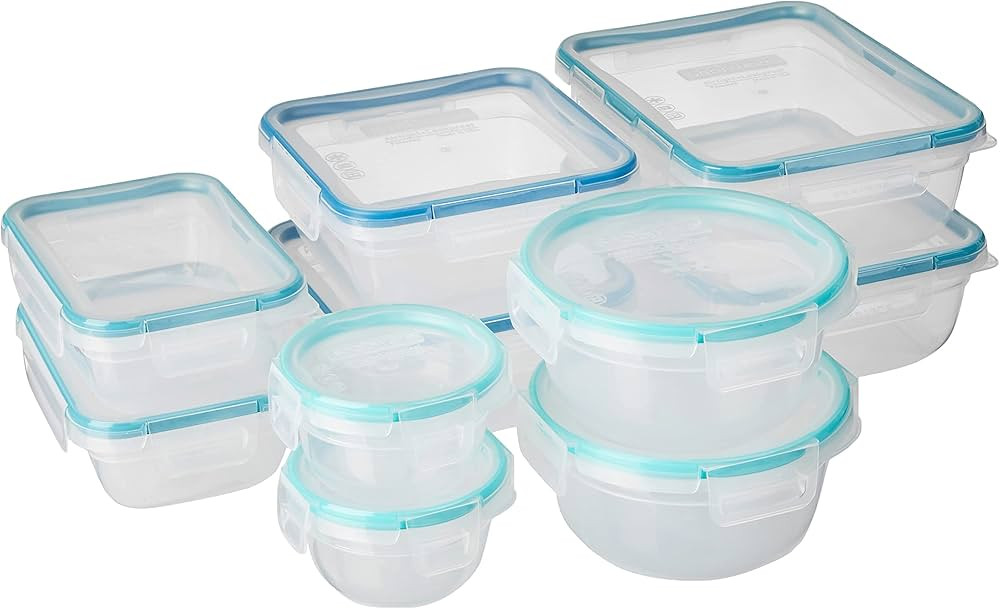 Snapware Total Solution 20-Pc Plastic Food Storage Containers Set with Lids, 8.5-Cup, 5.5-Cup, 4-... | Amazon (US)