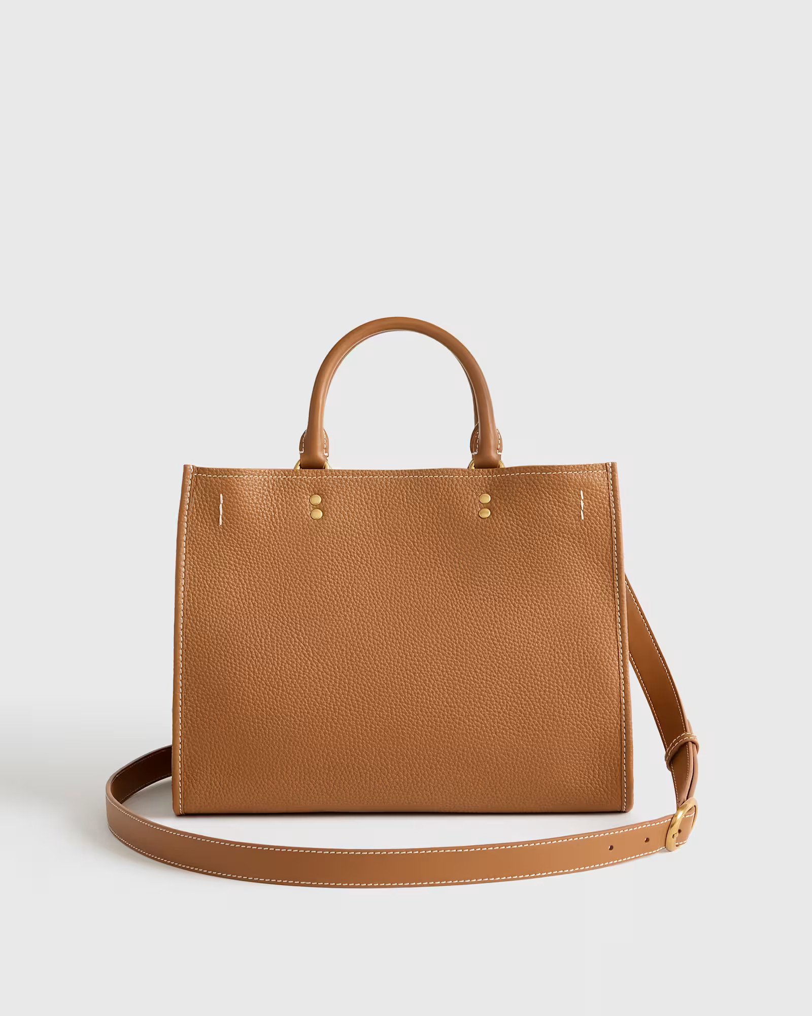Italian Leather Medium Convertible Satchel in Cognac | Quince