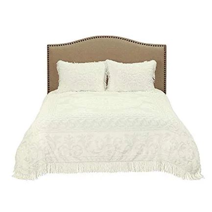 Beatrice Home Fashions Medallion Chenille Bedspread Queen Ivory | Walmart (US)