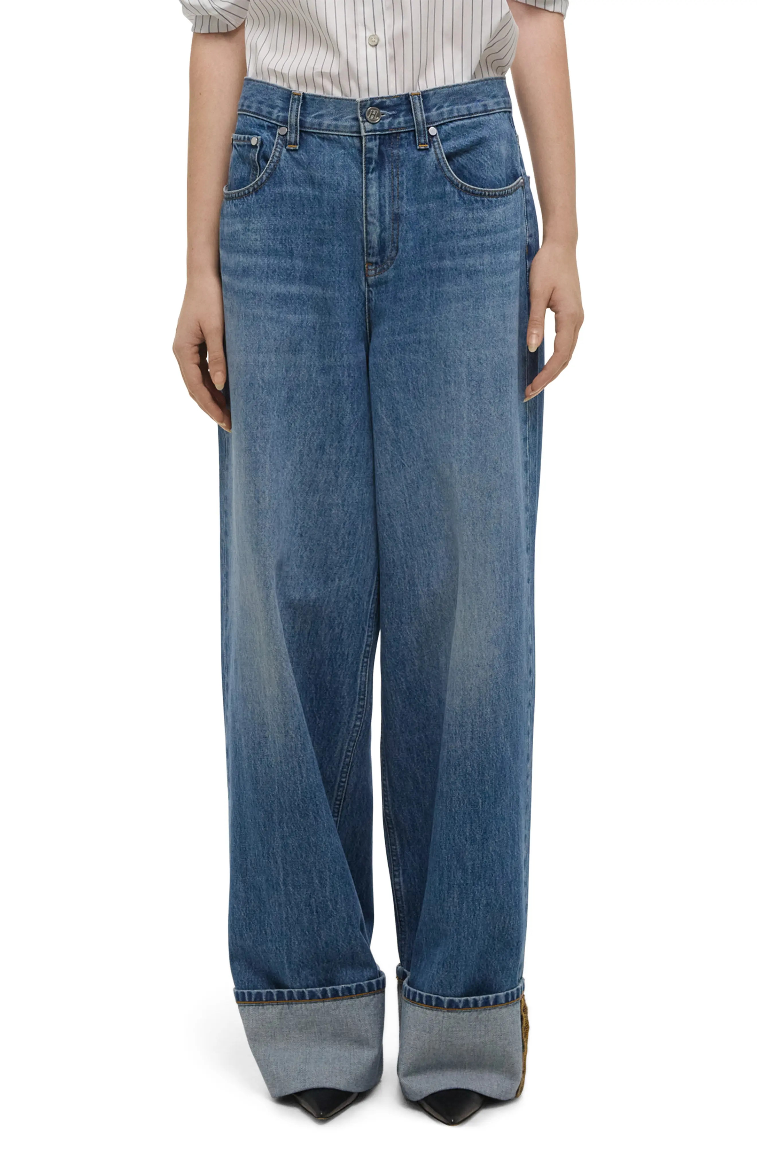 Helmut Lang Cuffed Wide Leg Jeans (Women) | Nordstromrack | Nordstrom Rack
