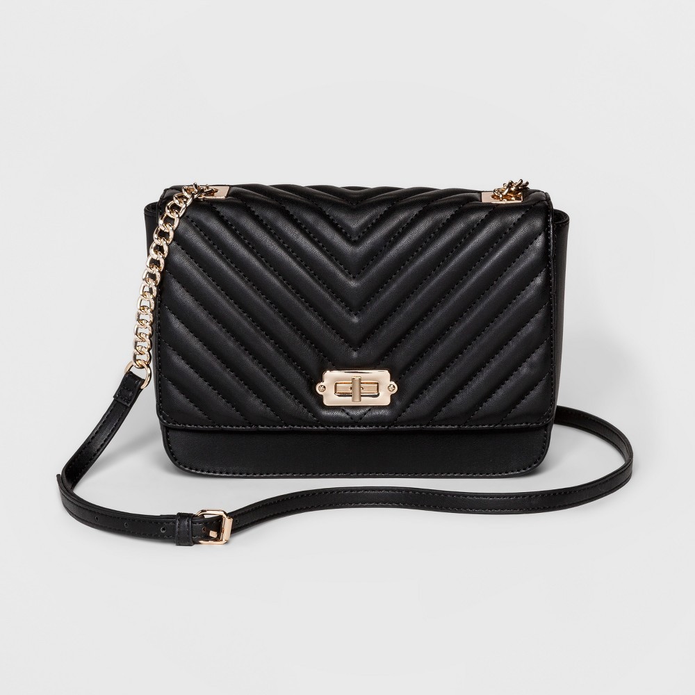 Quilted Crossbody Bag - A New Day Black, Women's, Size: Small | Target