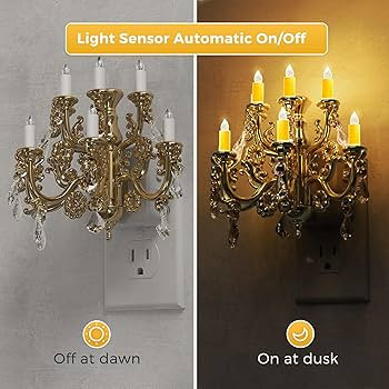 L LOHAS LED Night Lights Plug into Wall,Crystal Chandelier Candle Nightlight with Dusk to Dawn Se... | Amazon (US)