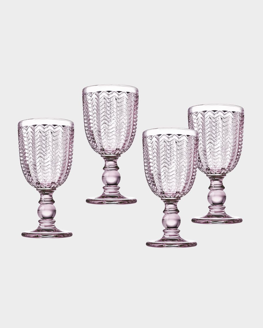 Godinger Twill Pink Goblet Glasses, Set of 4 | Horchow