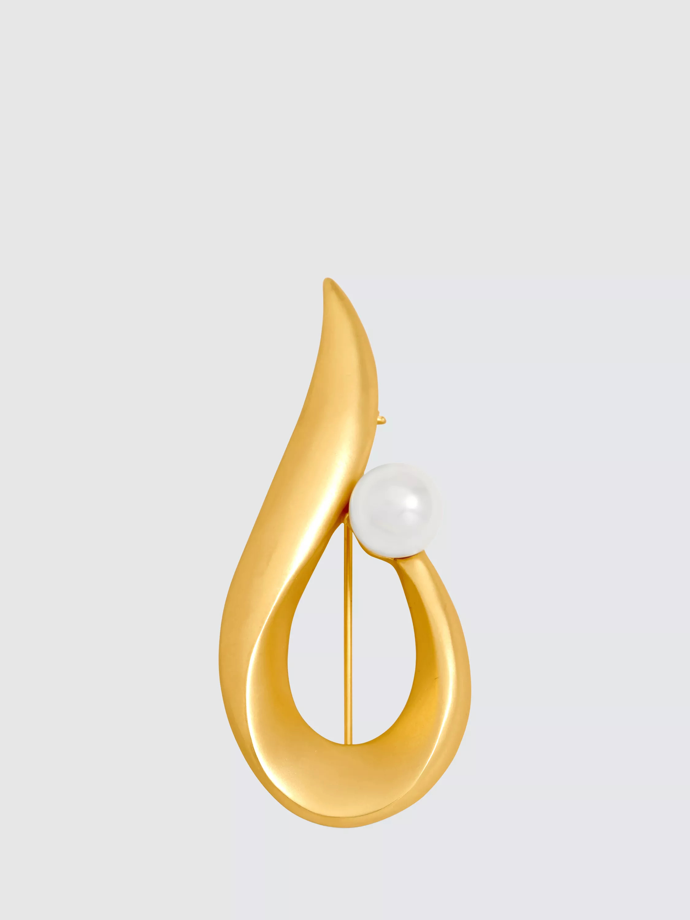 Jon Richard Satin Swirl and Pearl Brooch, Gold | John Lewis (UK)