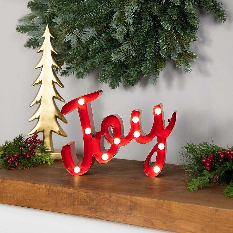 Northlight 8.5-in Lighted Joy Tabletop Decoration | Lowe's