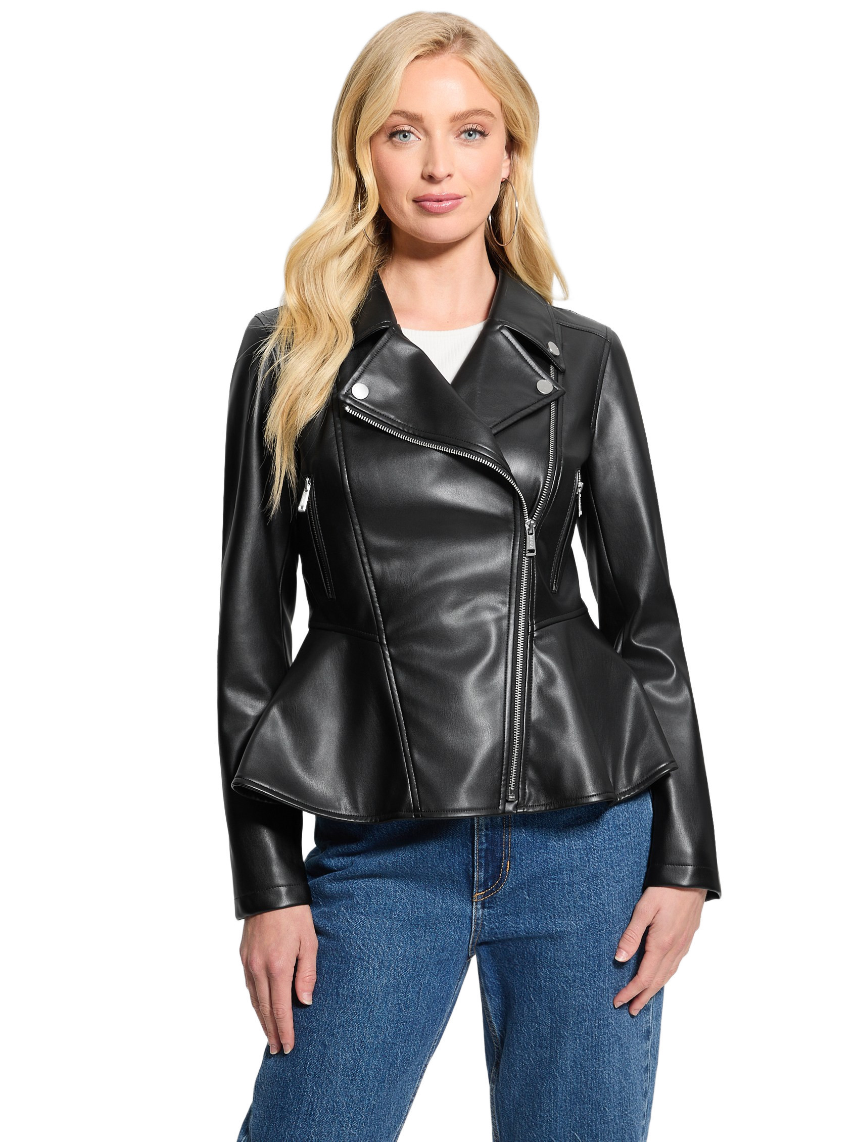 GUESS Ivy Faux-leather Peplum Moto Jacket | Guess (US)