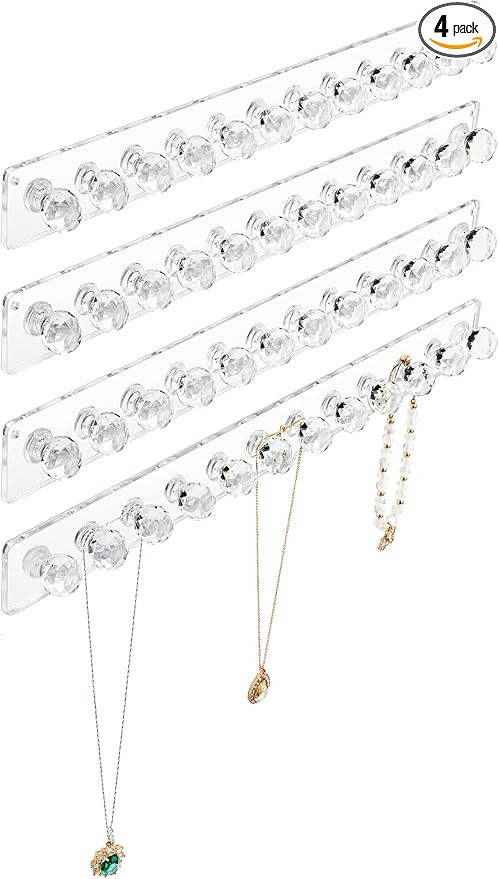 Heesch Necklace Hanger, Acrylic Necklace Organizer Wall Mount Necklace Holder, Jewelry Hooks for ... | Amazon (US)