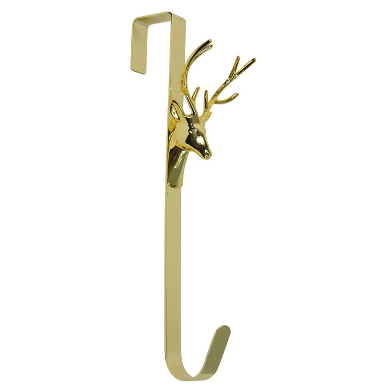 Northlight 15.25" Shiny Gold Reindeer Over the Door Christmas Wreath Hanger | Walmart (US)