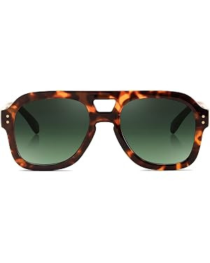 FEISEDY Aviator Sunglasses For Women Men Square Chunky Trendy Eyewear B2846 | Vintage Design, Dur... | Amazon (US)