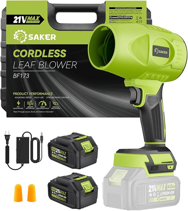 Saker Cordless Leaf Blower Handheld Blower Portable Dust Cleaner 180000 RPM with Adjustable Speed... | Amazon (US)