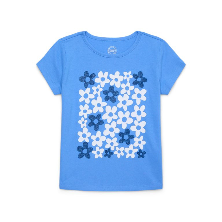 Wonder Nation Girls’ Embellished Graphic Tee with Short Sleeves, Sizes 4-18 & Plus - Walmart.co... | Walmart (US)