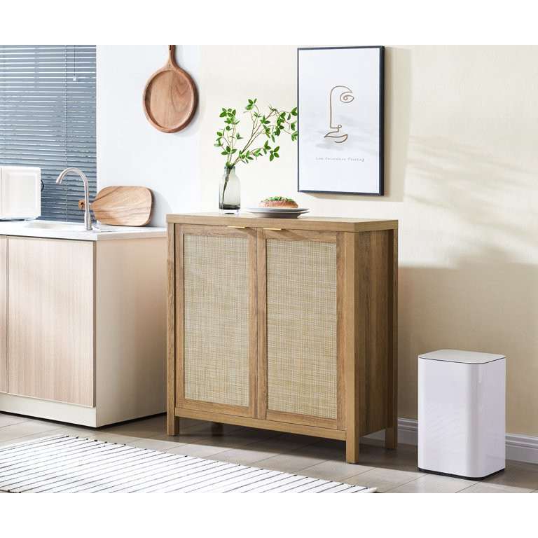 Omni House Sideboard Buffet Cabinet, Kitchen Storage Cabinet with Rattan Decorated Doors, Liquor ... | Walmart (US)
