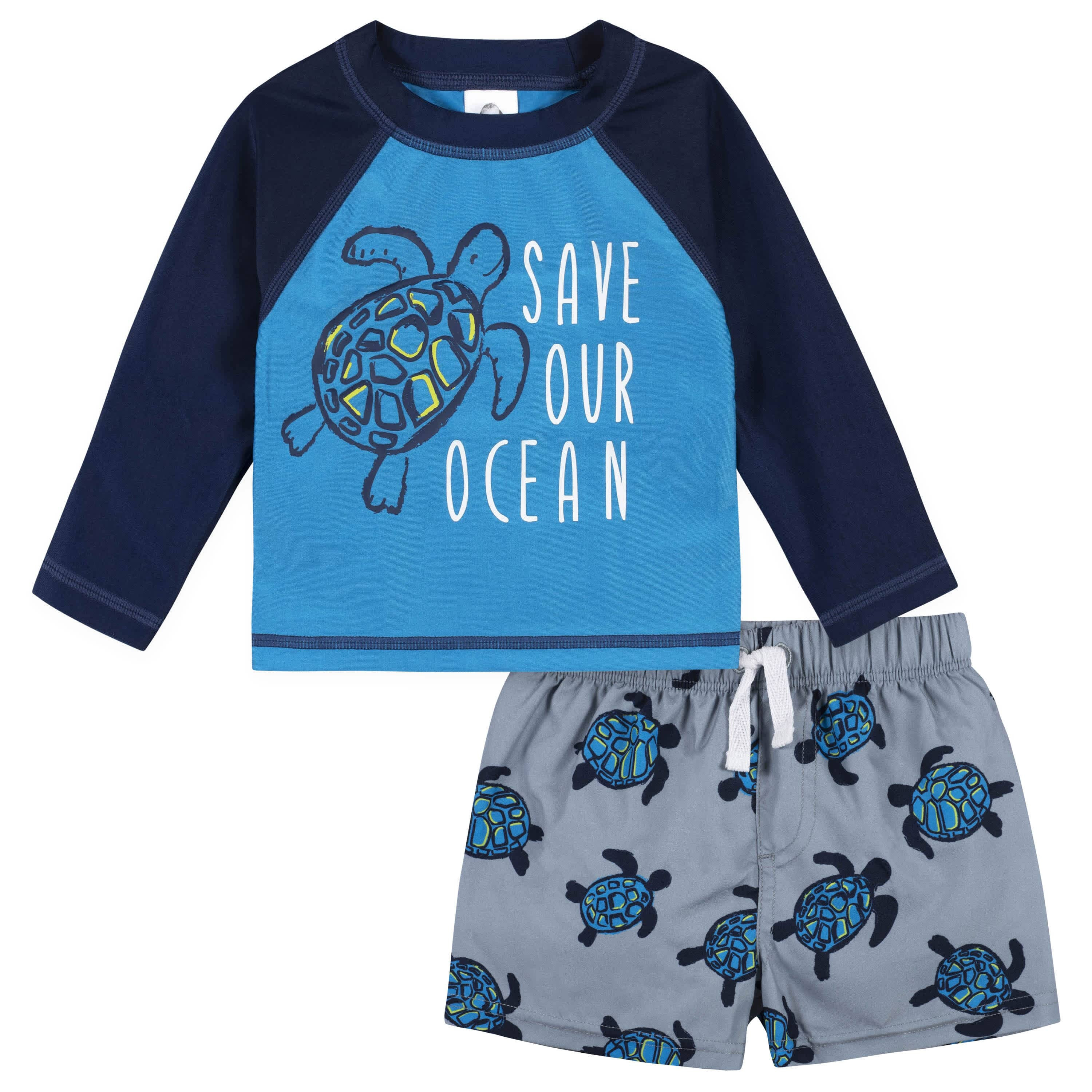 2-Piece Baby & Toddler Boys UPF 50+ Sea Friends Rash Guard & Swim Trun | Gerber Childrenswear
