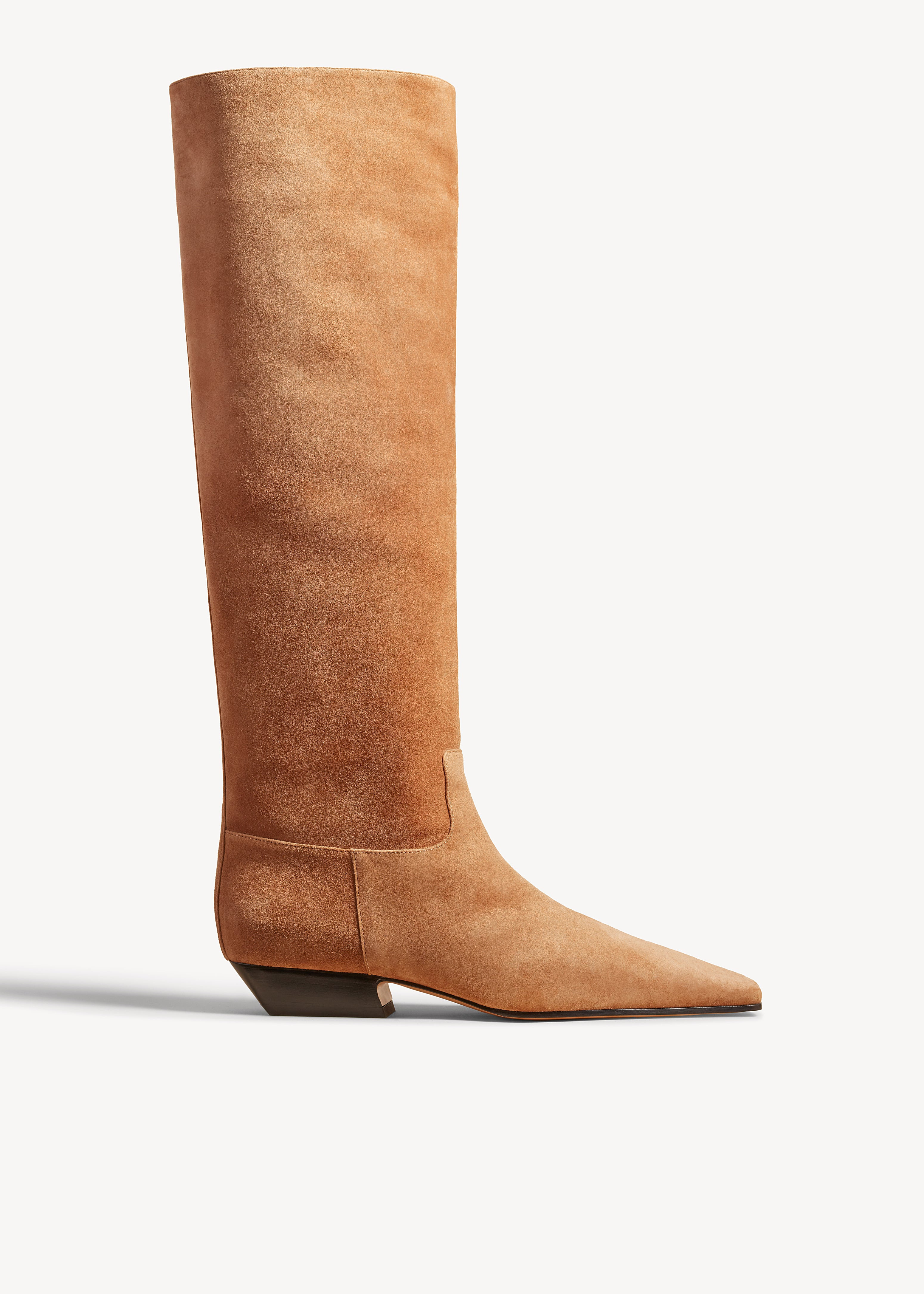KHAITE - Marfa Knee-High Boot In Camel Suede | Khaite