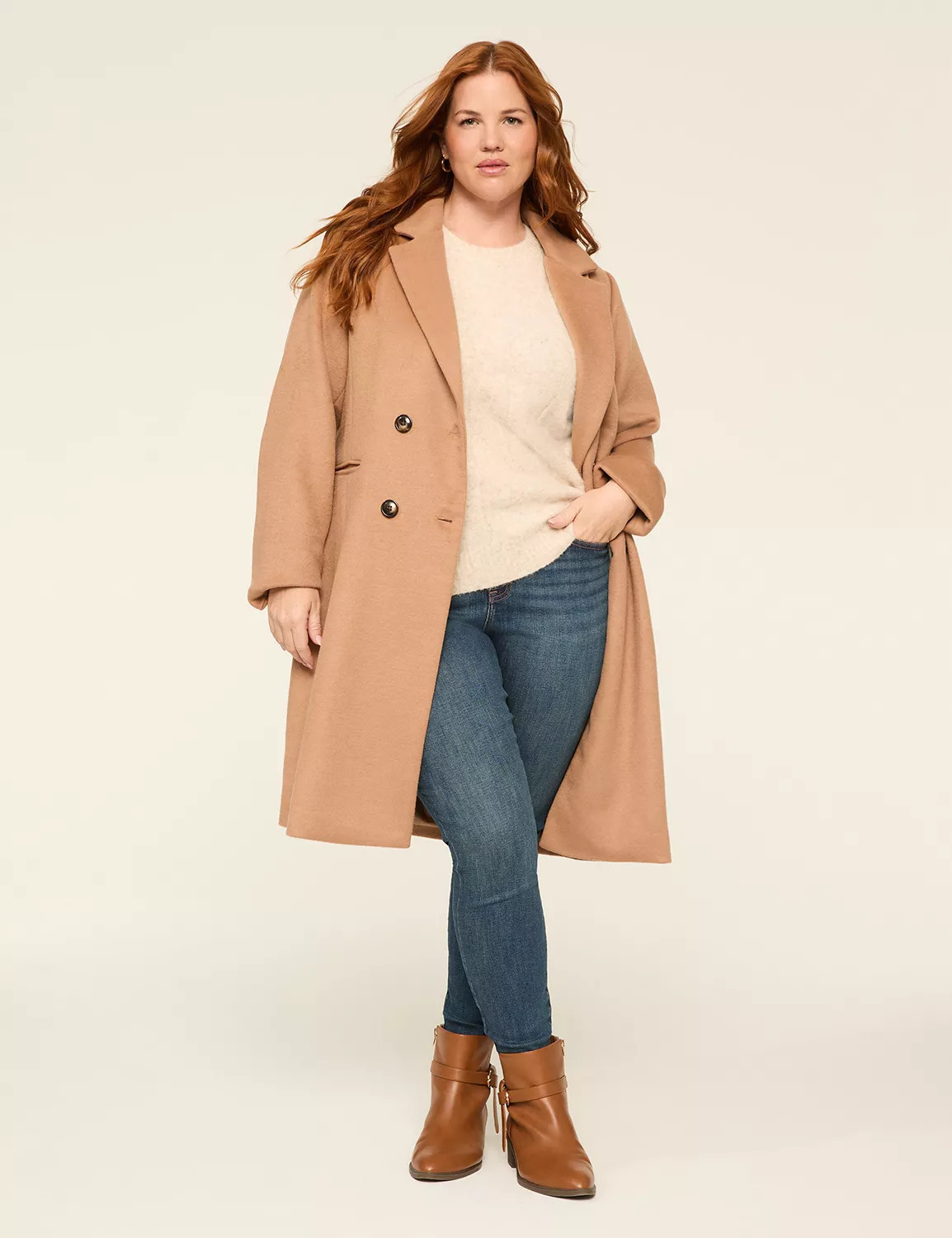 Classic Wool Double-Breasted Coat | Lane Bryant (US)