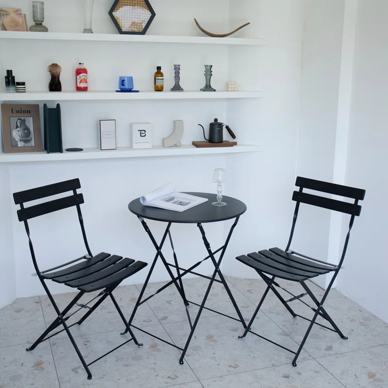 Shelah 2 - Person Metal Patio Dining Set with Round Table | Wayfair North America