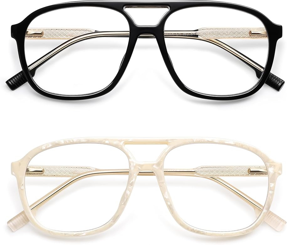AMOMOMA Retro Blue Light Aviator Reading Glasses for Women Men,Vintage Square Computer Reader Fra... | Amazon (US)