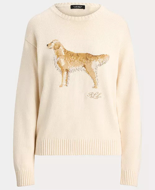 Lauren Ralph Lauren Women's Cotton Dog  Sweater - Macy's | Macy's