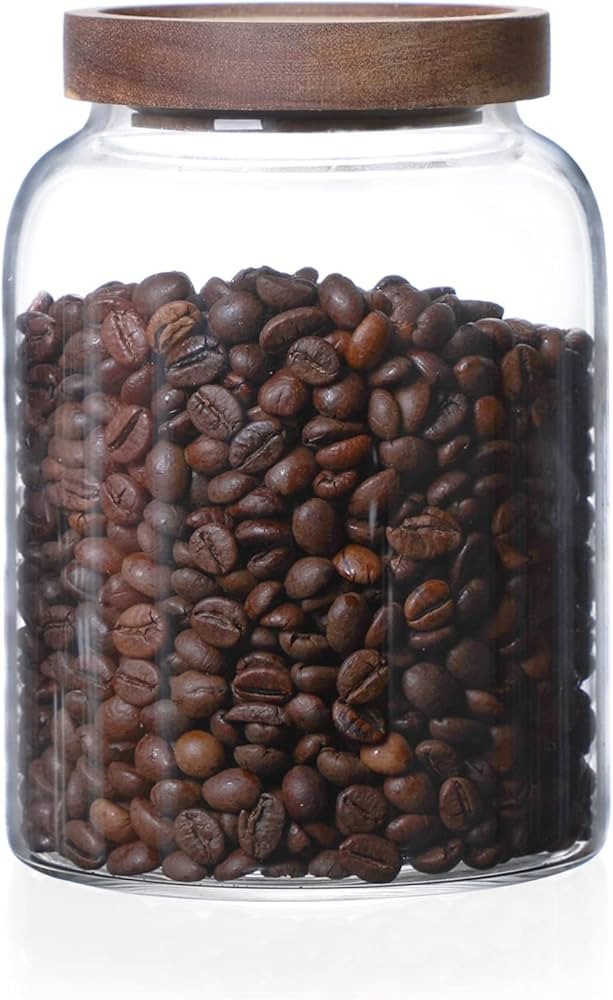 MOLFUJ Glass Clear Storage Container (Pack of 1) | 1200ML, 40FL Oz | Wood | Storage, Organizer, P... | Amazon (US)