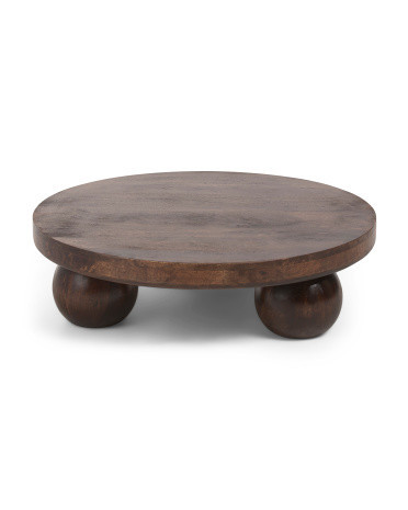 31.5X31.5X9 Solid Wood Central Table With Ball Feet | TJ Maxx