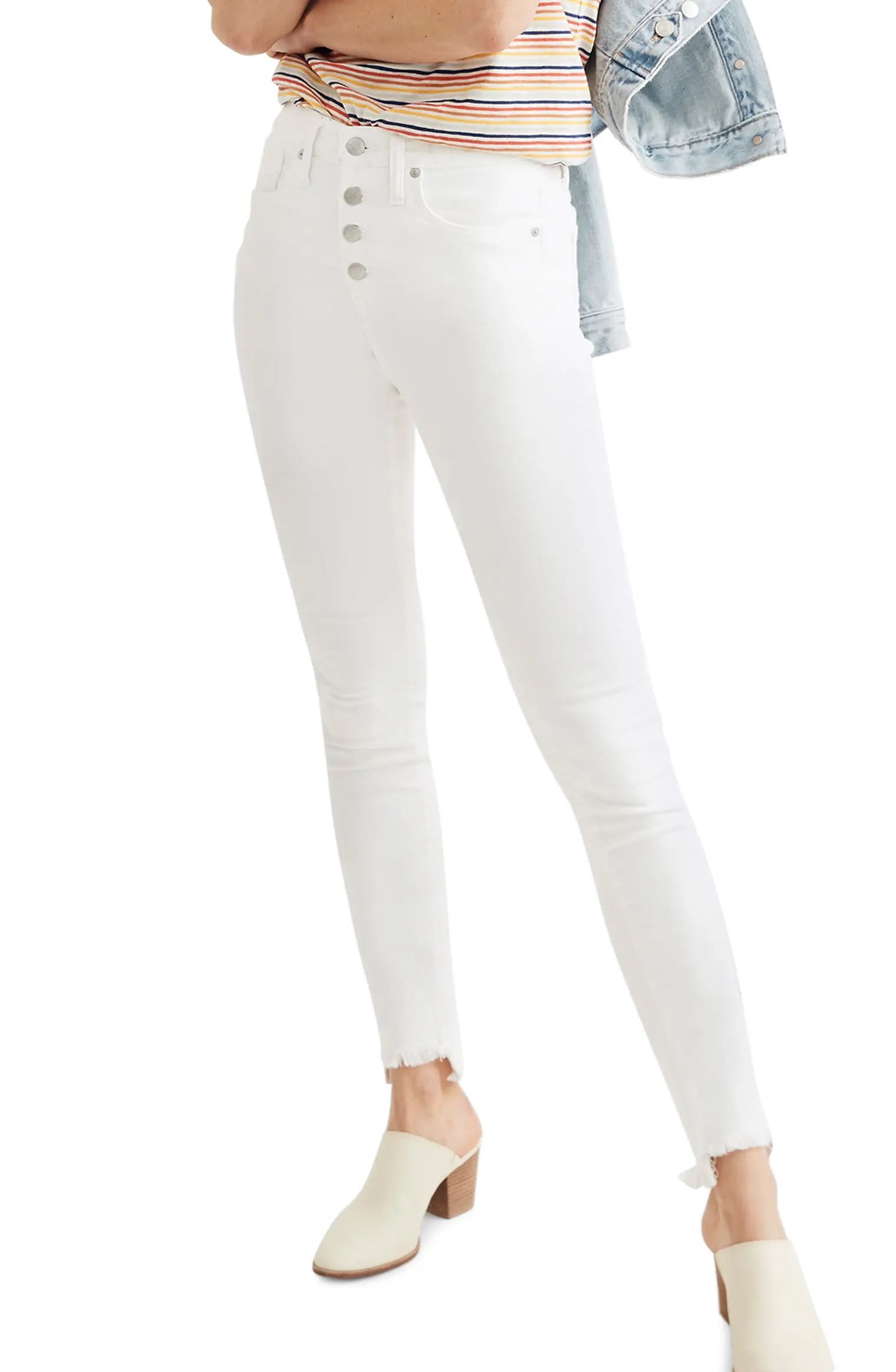 10-Inch High Waist Button Front Ankle Skinny Jeans | Nordstrom