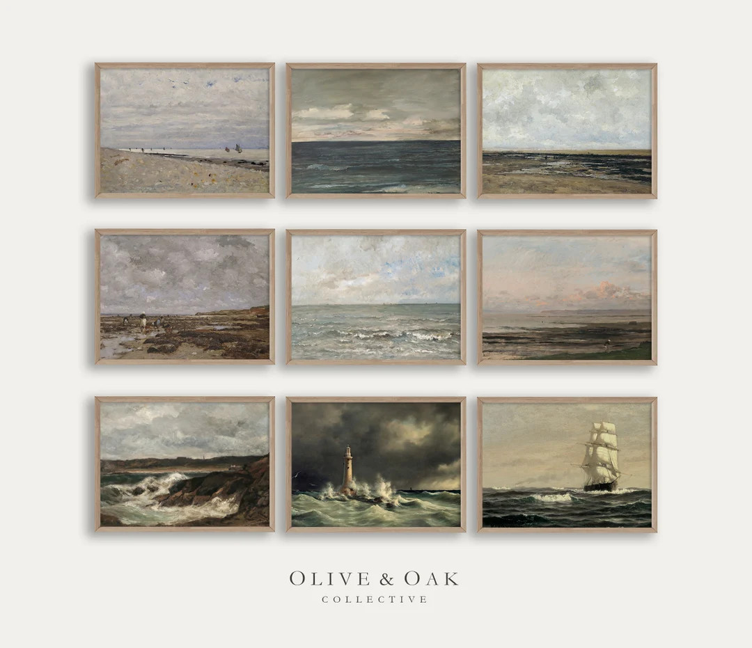 Seascape Gallery Wall Print SET / Moody Vintage Ocean Paintings / Digital PRINTABLE / #G21 | Etsy (US)