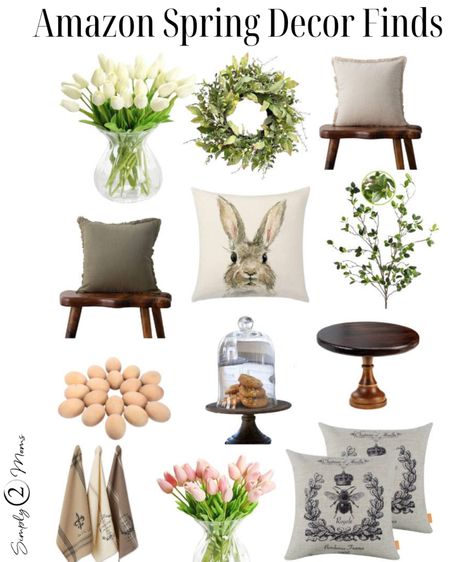 Decorate your home for spring with a natural style. These Amazon funds are perfect for French country, transitional, and farmhouse styled homes. The best affordable real touch faux tulips. Cute bunny pillow cover. French country dish towels. The stenciled queen bee pillow cover is perfect for a French country home. Neutral pillow covers coordinate perfectly and give a light and bright feel for spring and summer. The greenery wreath is airy and natural looking. Add this set of six faux branches with small green leaves to a vase or demi john container for instant spring without the pollen! The glass bell jar looks beautiful with the wood cake stand pedestal to create a vignette. #amazonfinds #springdecor #naturaldecor #neutraldecor

#LTKhome #LTKSeasonal #LTKunder50