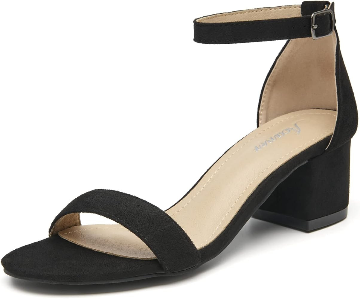 Acaner Women's Chunk Low Heel Pump Sandals- Open Toe Ankle Strap Party Wedding Dress Sandals | Amazon (US)
