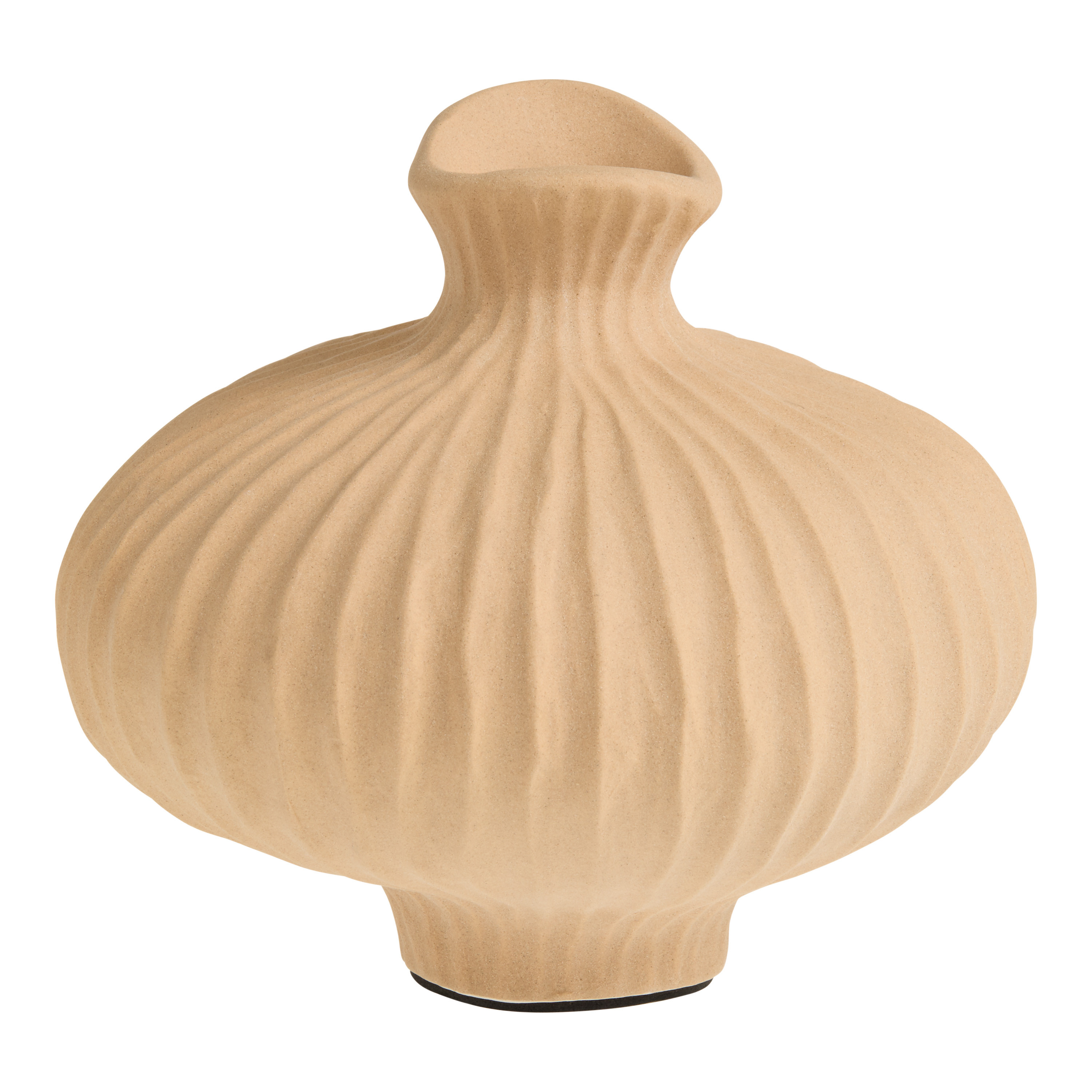Natural Clay Wavy Lines Bulb Vase | World Market