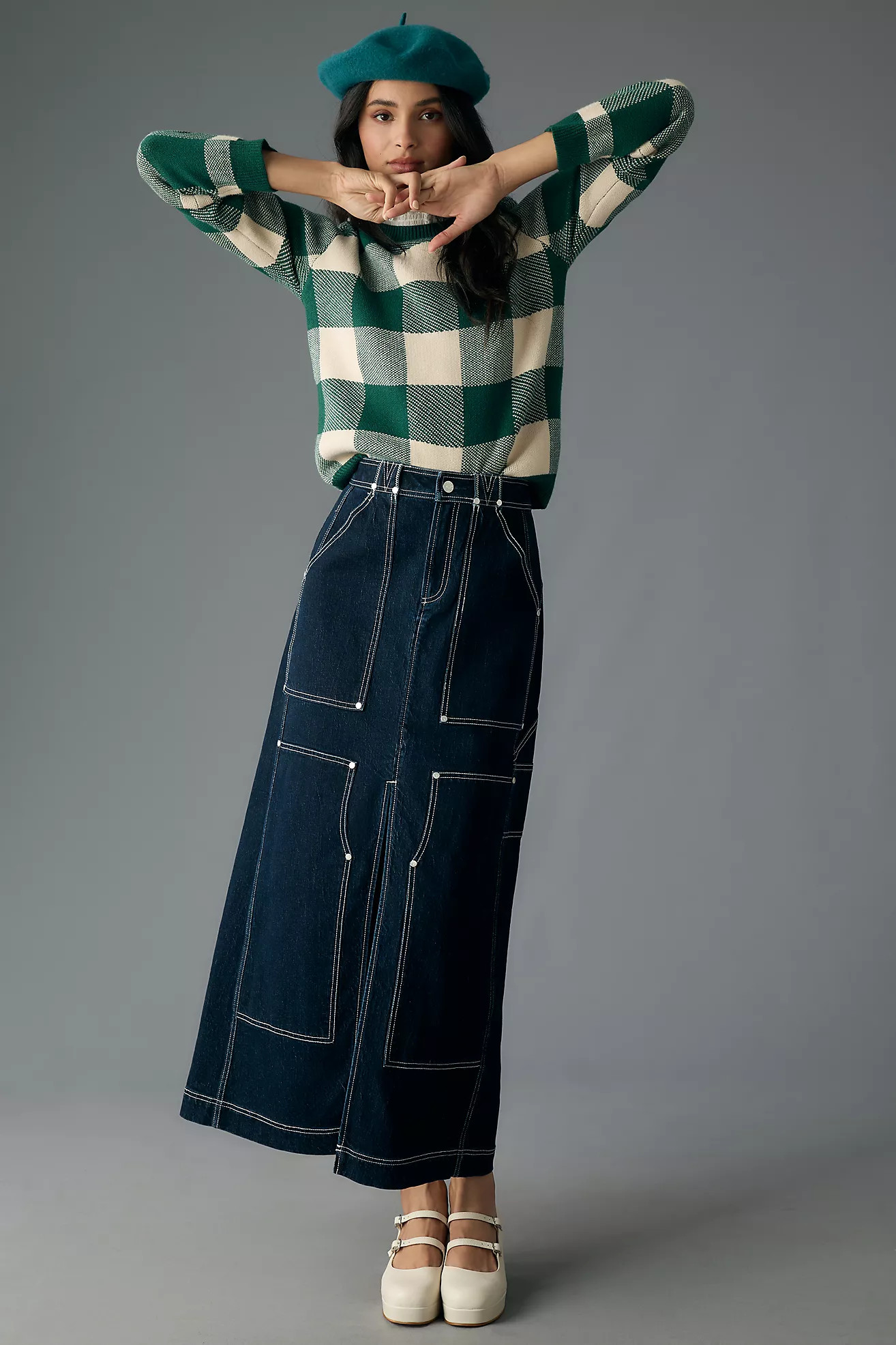 By Anthropologie Plaid Ruffle-Collar Pullover Sweater | Anthropologie (US)