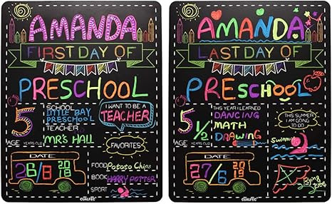 Personalized First Day and Last Day of School Sign 13" x 16" Large Chalkboard Style Photo Prop Ba... | Amazon (US)