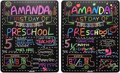 Personalized First Day and Last Day of School Sign 13" x 16" Large Chalkboard Style Photo Prop Ba... | Amazon (US)