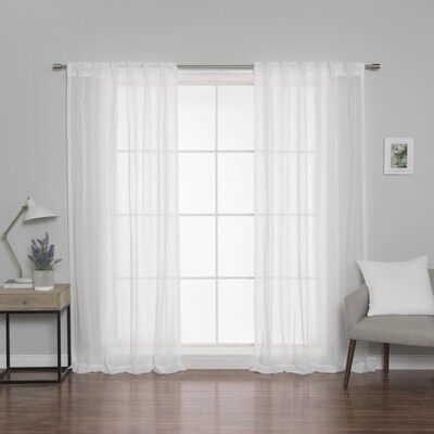 Best Home Fashion 52-inW x 96-inL Sheer Linen Look Curtains White Lowes.com | Lowe's