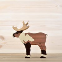 Wooden Toy Reindeer Figurine Arctic Animals Toy | Etsy (US)