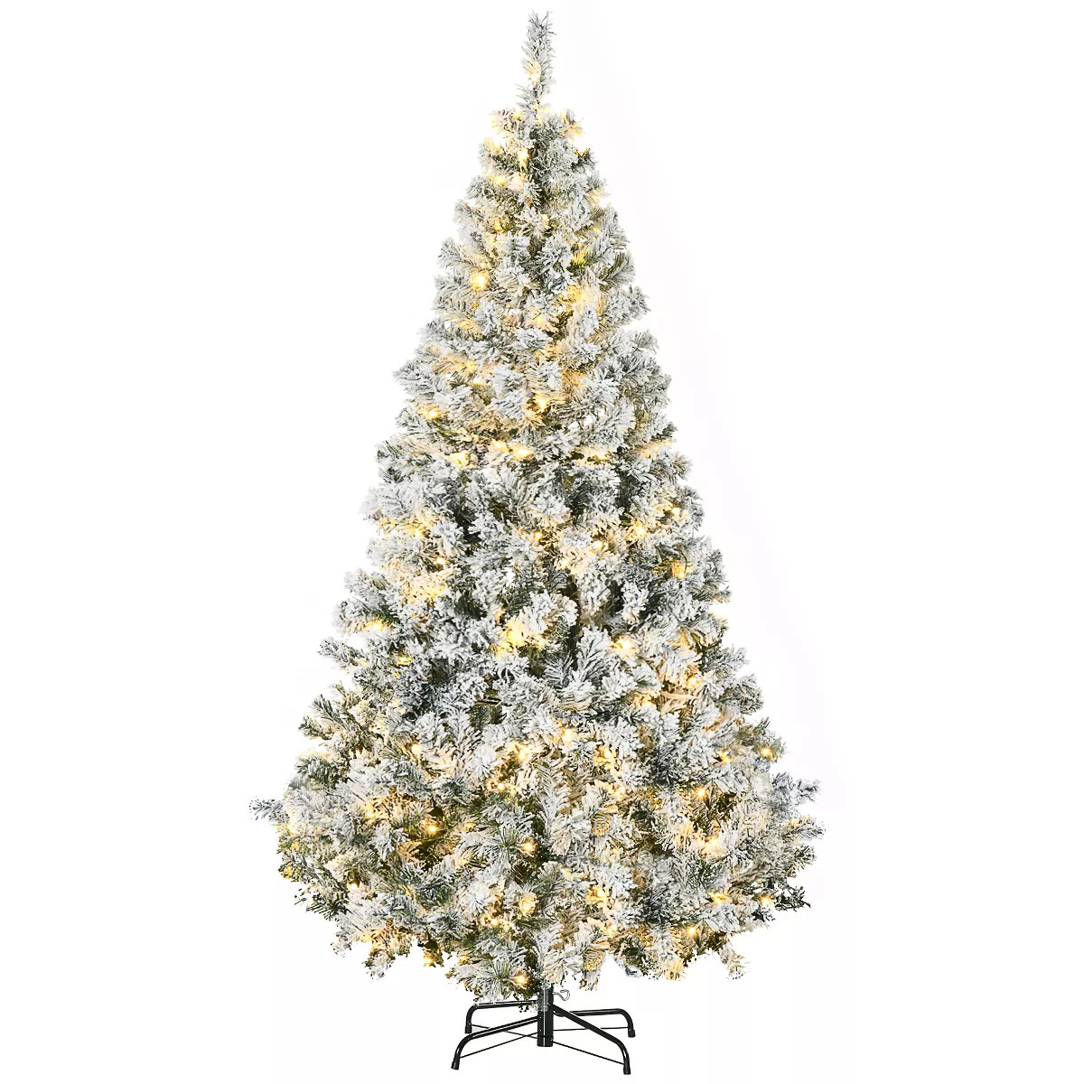 HOMCOM 7.5ft Prelit Artificial Christmas Tree Holiday Decoration with Snow Flocked Branches, Warm... | Target