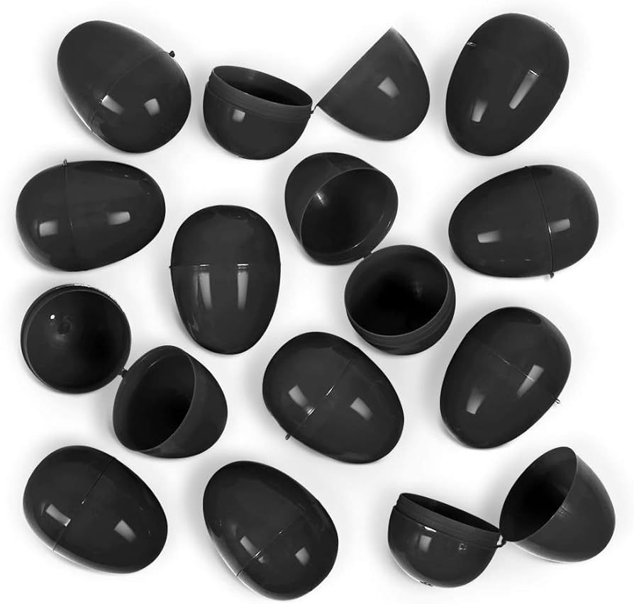 100 Pack of Black Bulk Hinged Easter Eggs in Poly Bag Fillable for Easter Egg Hunt and Tossing Gi... | Amazon (US)