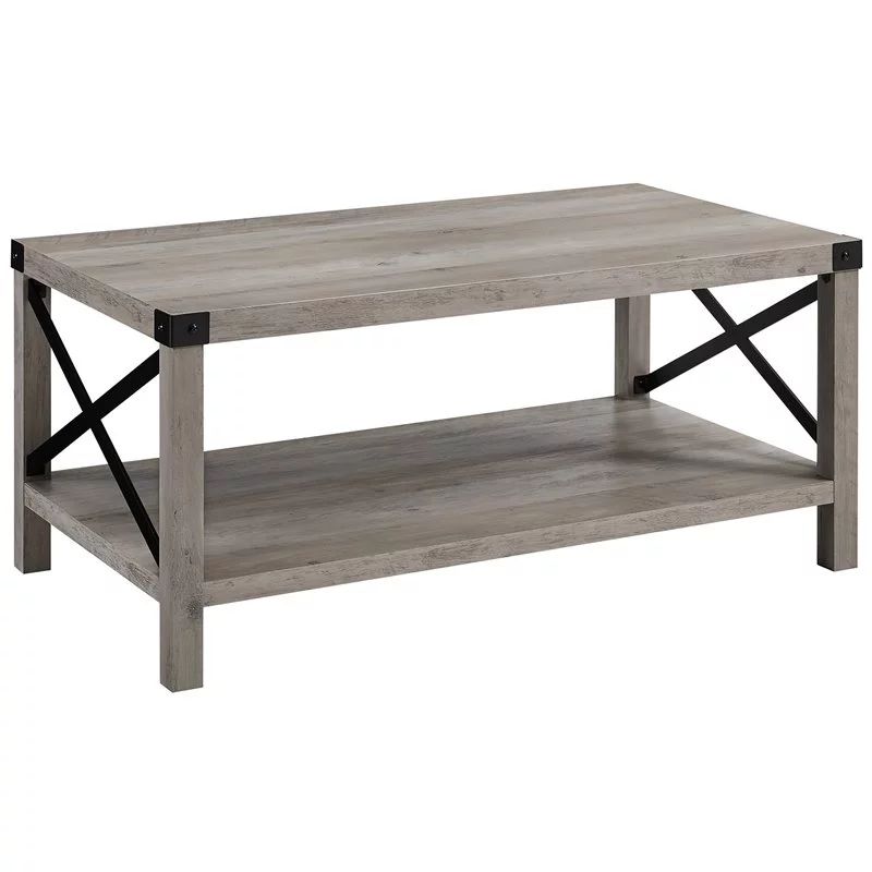 40" Wood and Metal X Coffee Table in Gray Wash | Walmart (US)