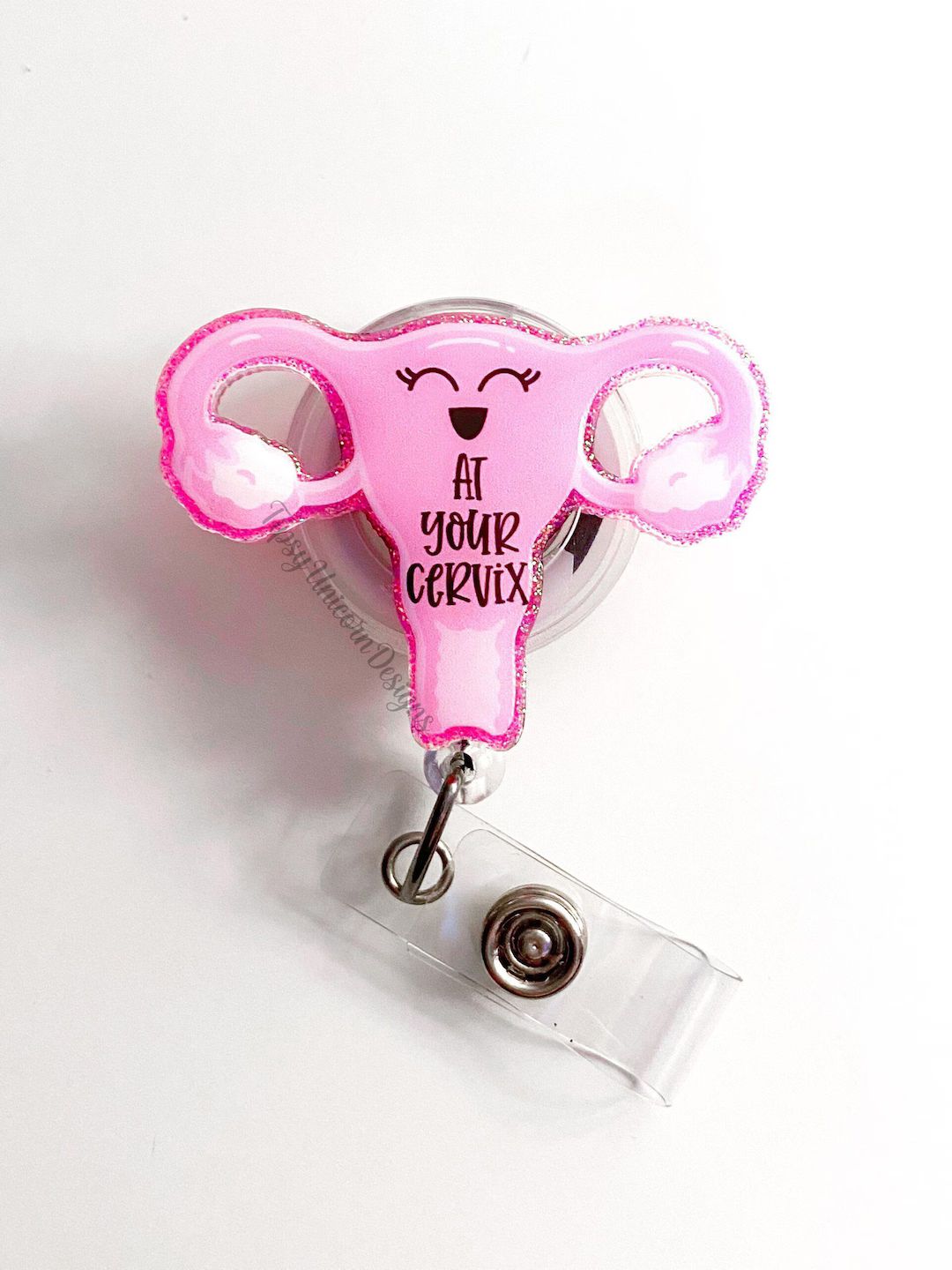 At Your Cervix Glitter Badge Reel Uterus Badge Reel OBGYN - Etsy | Etsy (US)