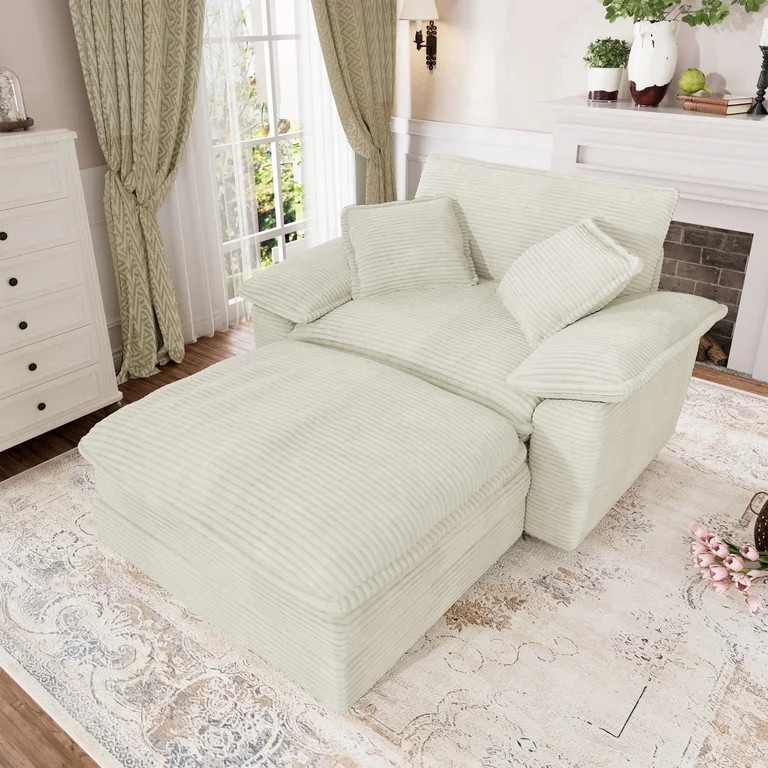 Muumblus Oversized Accent Chair with Ottoman, 48" Indoor Chaise Lounge Cloud Sofa Reading Armchai... | Walmart (US)