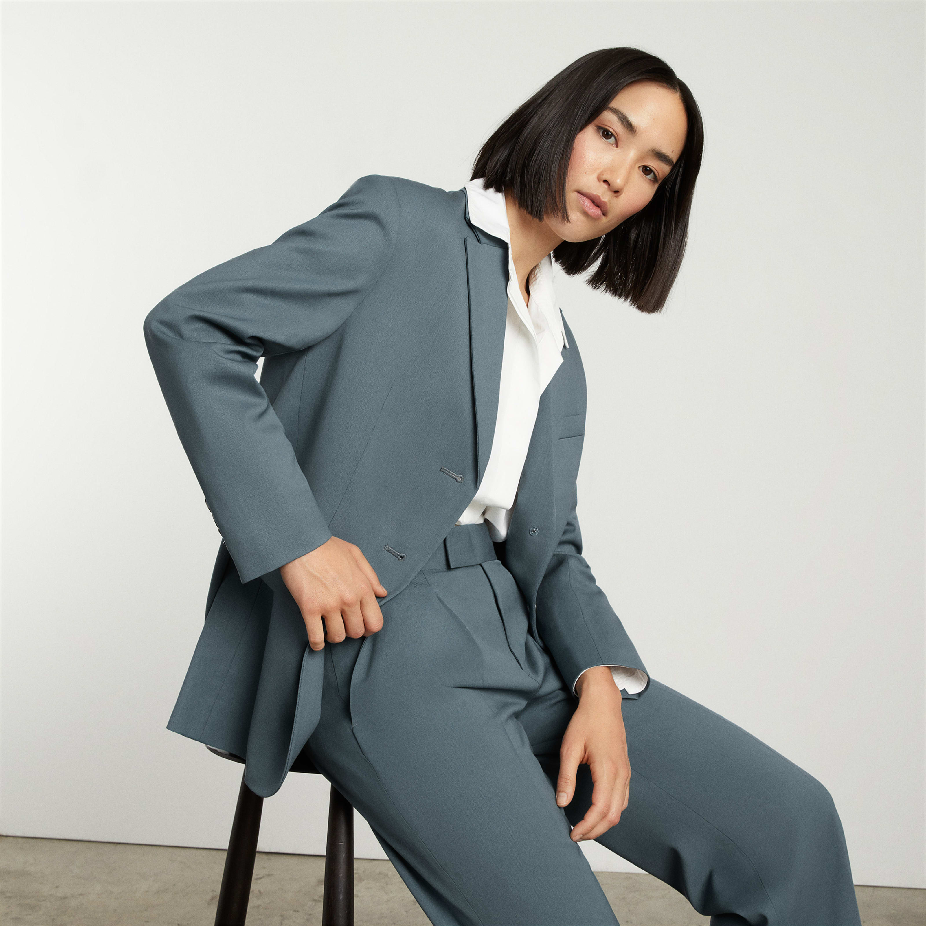 Women's '80s Italian Wool Blazer by Everlane in Dusty Blue, Size 16 | Everlane