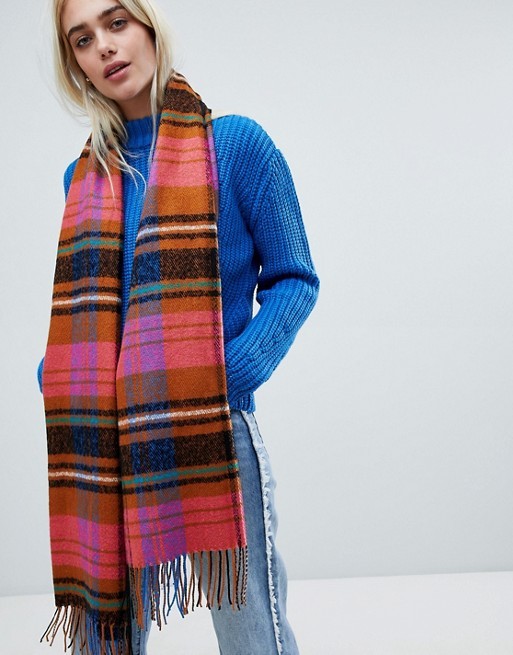 Pieces bright check scarf | ASOS US