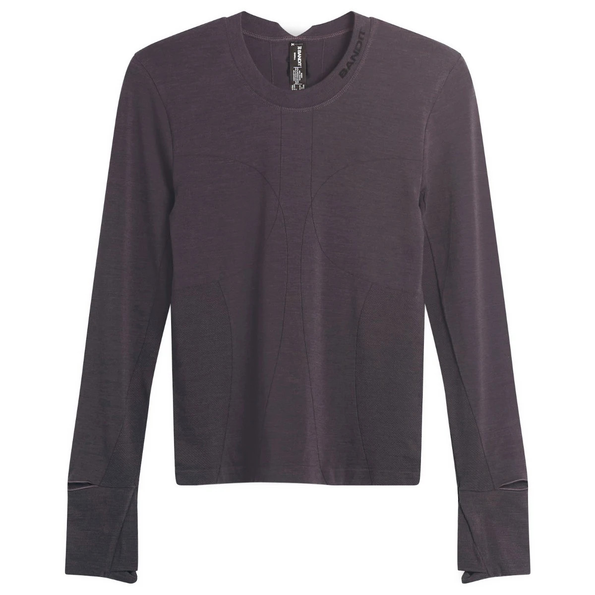 Bandit Women's Wool Long Sleeve Seamless Crewneck in Shadow, Size Medium | END. Clothing