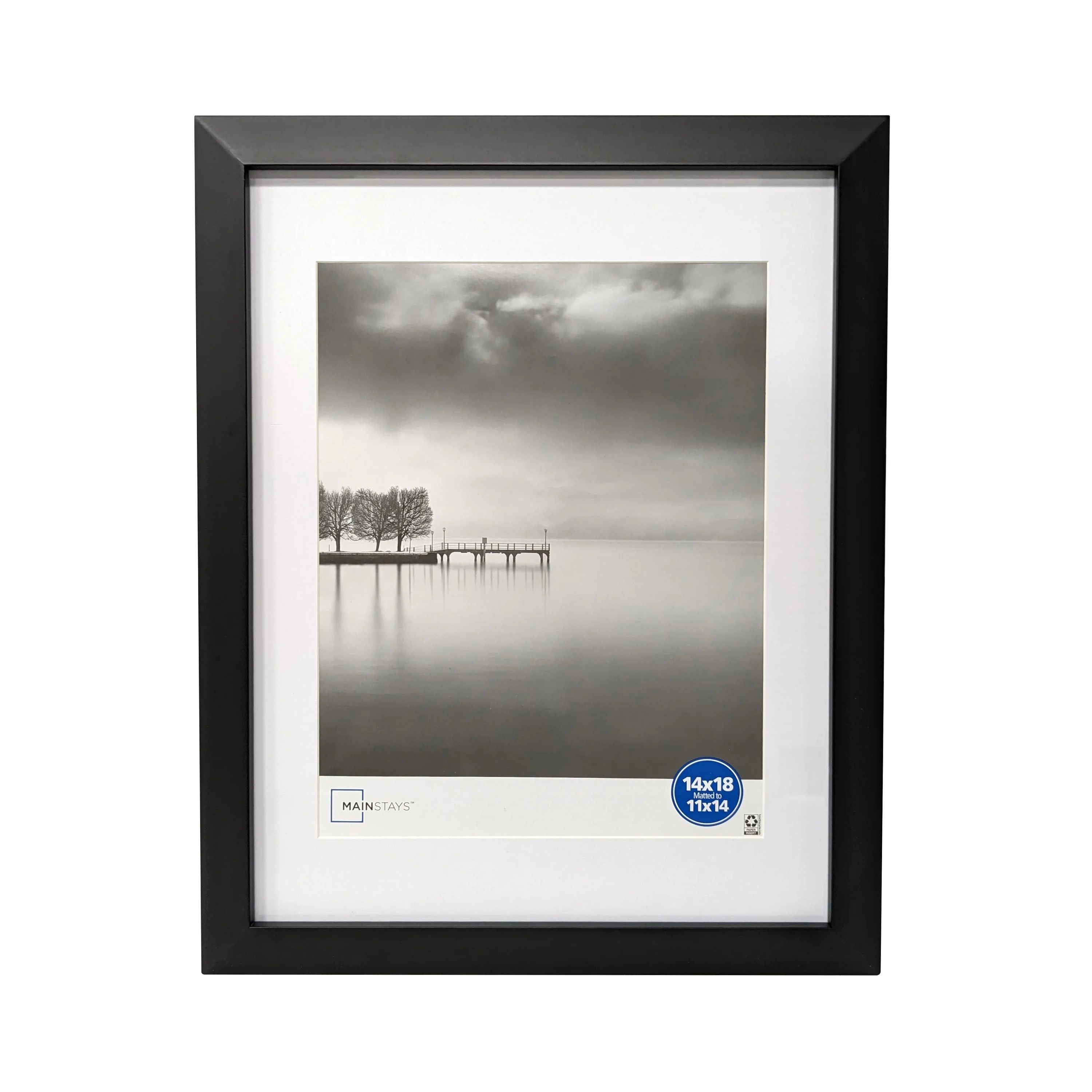 Mainstays 14x18 Matted to 11x14 Wide Beveled Gallery Wall Picture Frame, Black | Walmart (US)