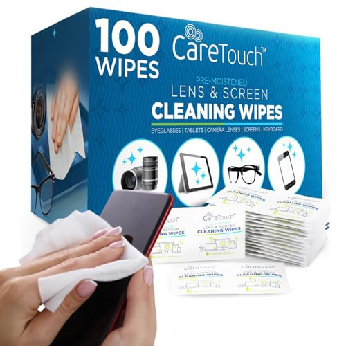 Care Touch Lens Wipes for Eyeglasses - 100 Individually Wrapped Pre-Moistened Glasses Wipes - Cleaner for Glasses, Sunglasses, and Screens - Gentle and Portable for On-the-Go Cleaning - 4x8 Inches | Amazon (US)